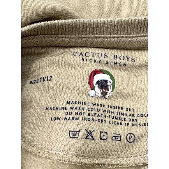 Cactus Boy Tan Khaki "Hey Santa" Santa Dab Long Sleeve Sweatshirt 11/12 NWT - Picture 8 of 10